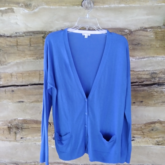 GAP Sweaters - Gap Royal Blue Cotton/Nylon/Silk V Neck Cardigan Size Medium